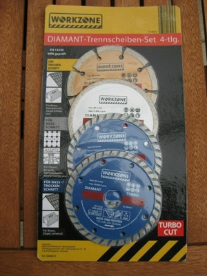 3x MARKEN Diamant-Trennscheiben-Sets LUX   PARKSIDE   WORKZONE, neu, OVP, unbenutzt