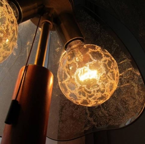 Tischlampe rustikal Landhausstil Holz Kirsche Buche Rauchglas mit 2 Stück Leuchtmittel weiß 60 W Bild 11
