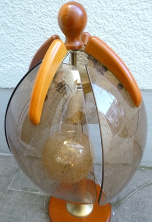 Tischlampe rustikal Landhausstil Holz Kirsche Buche Rauchglas mit 2 Stück Leuchtmittel weiß 60 W Bild 1