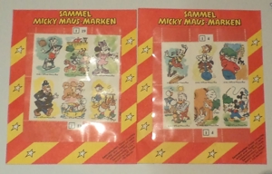 2x Original Micky Maus-Marken, Sammelmarken, Retro 80er Jahre, sehr rare Sammlerobjekte, 1a NEU, OVP