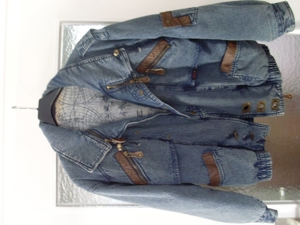 Jeans Jacke Vintage Innenleben Maritime Optik 100% Baumwolle Warm Bild 4