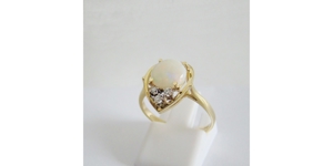 Ring Gelbgold 585er / 14 kt weißer Opal Brillanten Diamanten Bild 5