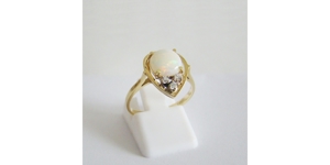 Ring Gelbgold 585er / 14 kt weißer Opal Brillanten Diamanten Bild 2