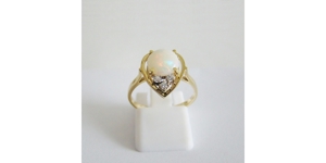 Ring Gelbgold 585er / 14 kt weißer Opal Brillanten Diamanten Bild 3
