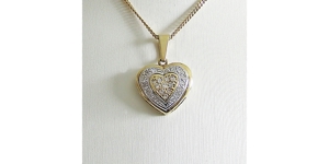 Anhänger Gold 585er / 14 kt Diamant Herz bicolor Bild 1