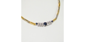 Collier Gold 750er Saphir Brillanten 18 kt Halskette bicolor 4017 Bild 2
