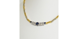 Collier Gold 750er Saphir Brillanten 18 kt Halskette bicolor 4017 Bild 4