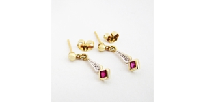 Ohrringe Gold 585er Rubine Diamanten Ohrhänger Ohrschmuck 3009 Bild 4