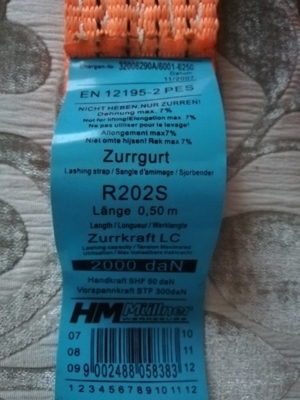 Zurrgurt / Spanngurt, / Schwerlast-Spanngurt, neuwertig, da nur 1 x benutzt, B 5cm, L 8 m Bild 4