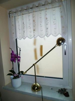 3 aufwändig gearbeitete neuwertige Scheiben Vorhänge / Gardinen, aufgestickte Blumenranken in warmen Bild 3