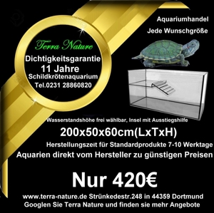 Schildkrötenaquarium mit Insel 200x50x60 cm Aquarium Hersteller Bild 1