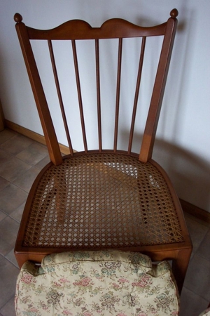ältere Stuhl Stühle mit Wiener Rattan Geflecht Polster Rosshaar Bild 5