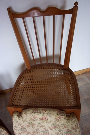 ältere Stuhl Stühle mit Wiener Rattan Geflecht Polster Rosshaar Bild 4