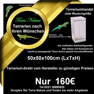 Terrarium : 50x50x100 cm, (LxTxH) für nur 160 EUR Bild 1