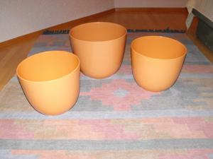 Übertöpfe Weiß Aprikot und Türkis von 40 bis 24 cm Durchmesser Bild 2