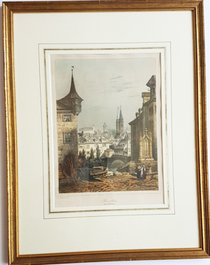 Lithografie Billmark 1835 Burg Nürnberg Altmeister Grafik Nuremberg Castle Franken