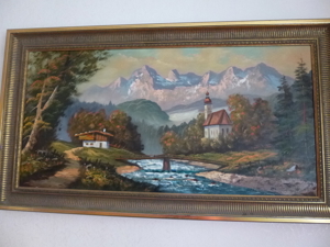 Ölbild in barockem Rahmen , signiert, 138 x 80 cm / Landschaftsbild Bild 2