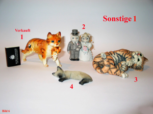 Katzenfiguren, Porzellan Figur, Figur, Sammlung, Keramik, Glas, Metall