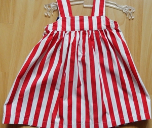 Kleidchen Gr. 24M (86) rot/weiß längsgestreift mit großer Schleife - marmellata Bild 3