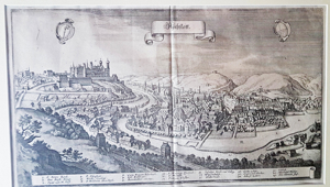 Eichstätt 1627 Kupferstich Wolfgang Kilian Grafik antiker Stadtplan Topographie Bild 2