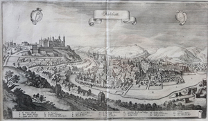 Eichstätt 1627 Kupferstich Wolfgang Kilian Grafik antiker Stadtplan Topographie Bild 3