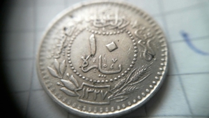 N56-10 Para-Sultan Mehmed V resat-1327-1911-3.Reg.J.-10 EUR, Motiv Thugra,Topzustand, Bild 1
