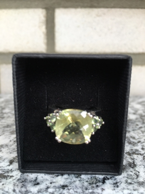 NEU! St. Silber Solitärring Lemon Quarz mit Peridot, Gr.18 Bild 5