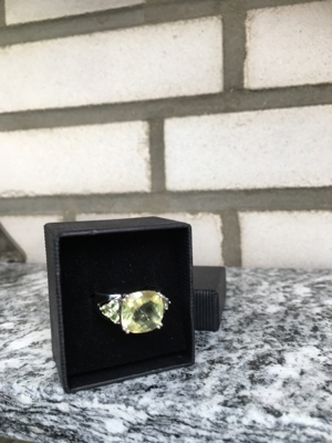 NEU! St. Silber Solitärring Lemon Quarz mit Peridot, Gr.18 Bild 4