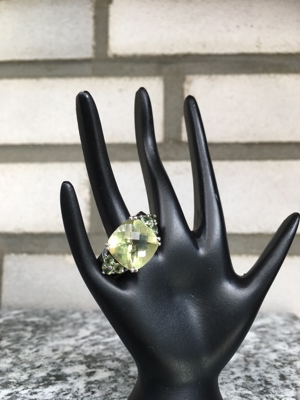 NEU! St. Silber Solitärring Lemon Quarz mit Peridot, Gr.18