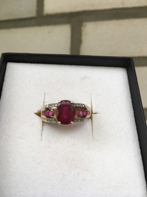 NEU! Rubin Ring (Rubinhochzeit) mit Diamanten, 375 GG, Gr. 18 Bild 2