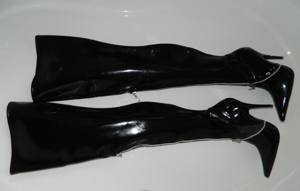 Latexleggings, Langes schwarzes Latexkleid ca.145cm, Latexmaske Bild 13