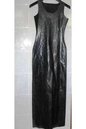Latexleggings, Langes schwarzes Latexkleid ca.145cm, Latexmaske Bild 5