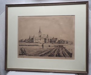 Radierung oder Lithografie von Hans Oertle "Nürnberg Kraftshof"