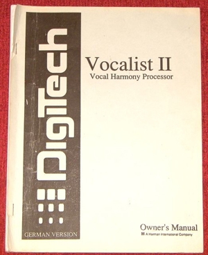 Bedienungsanleitung deutsch für DigiTech Vocalist II Owner``s Manual Vocal Bild 1