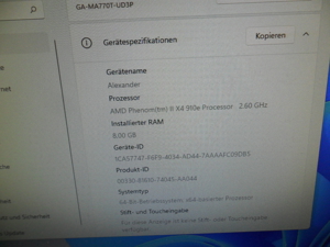 windows 11 professional pc computer gebraucht Gigabyte MA770T-UD3P AMD Phenom x4 910e 2,6GHz. Bild 6