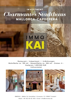 Mallorca-Capdepera, Charmantes Stadthaus mit Gastronomie + 2 Wohnungen +1 Apartment