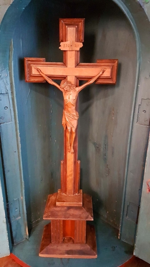 Eck Ex Foto Altar Barock Kruzifix Kreuz Engel Heilige Antik Haus Kapelle Bayern Alpen Votiv-Schrein Bild 3