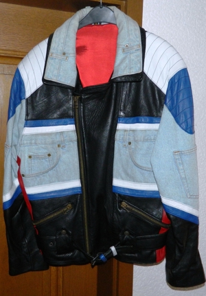 Jeansjacke mit Leder ausgefallener Schnitt Gr.48/50, Lewis Jeans