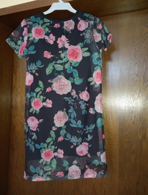 Primark Kleid Gr.128/7-8J. Kurzarm schwarz Blumen Motiv mi Unterkleid Baumwolle 100 %, Bild 4