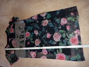 Primark Kleid Gr.128/7-8J. Kurzarm schwarz Blumen Motiv mi Unterkleid Baumwolle 100 %, Bild 6