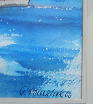 Aquarell auf Bütte von G. Polaschek mit Passepartout Bild 3