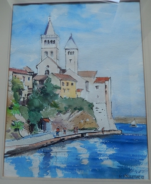 Aquarell auf Bütte von G. Polaschek mit Passepartout Bild 2