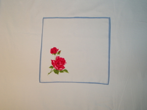 5 Taschentücher (bzw. Einstecktücher) aus Stoff für Damen, mit wunderschönen Rosenmotiven Bild 2