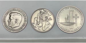 72 Gramm Feinsilber = 3 Silbermedaillen Theodor Heuss, John F. Kennedy, Freiherr von Münchhausen
