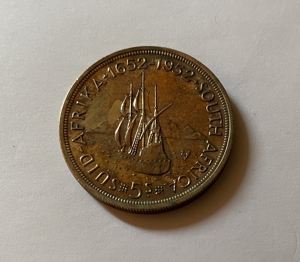 5 Shilling Silbermünze 1952 Südafrika George Segelschiff Bild 1