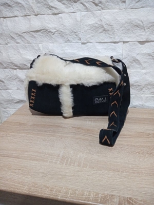 Handtasche Tasche EMU Australia Shopper UGG Schultertasche echt Leder Lammfell schwarz black NEU Bild 7