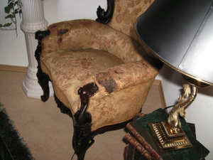 einzigartiger alter Mooreichen Sessel reichlich geschlitzt ca.1860- oder. Angebot Bild 5