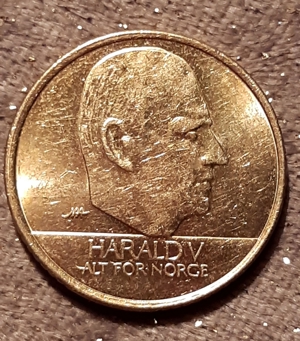 1995: 10 Kronen, Norwegen, erhebliche Fehlprägung! Bild 1