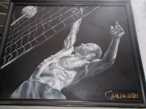 Bild auf Leinwand "Volleyballspieler" mit Keilrahmen 43x53 cm Bild 3