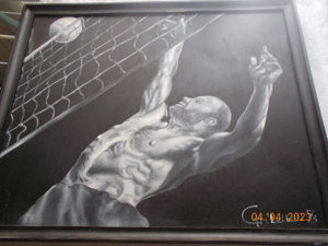 Bild auf Leinwand "Volleyballspieler" mit Keilrahmen 43x53 cm Bild 1